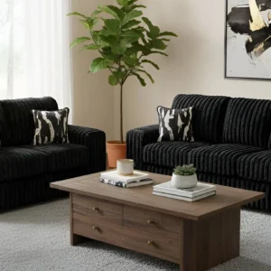 S319 Sofa and Loveseat (Black)